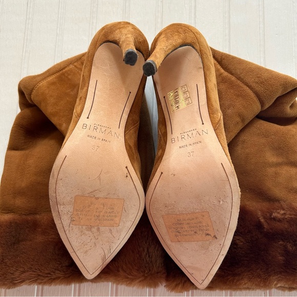 Alexandre Birman ~Cognac Suede Knee-High Shearling Trimmed Convertible Boots 37 - Picture 14 of 16